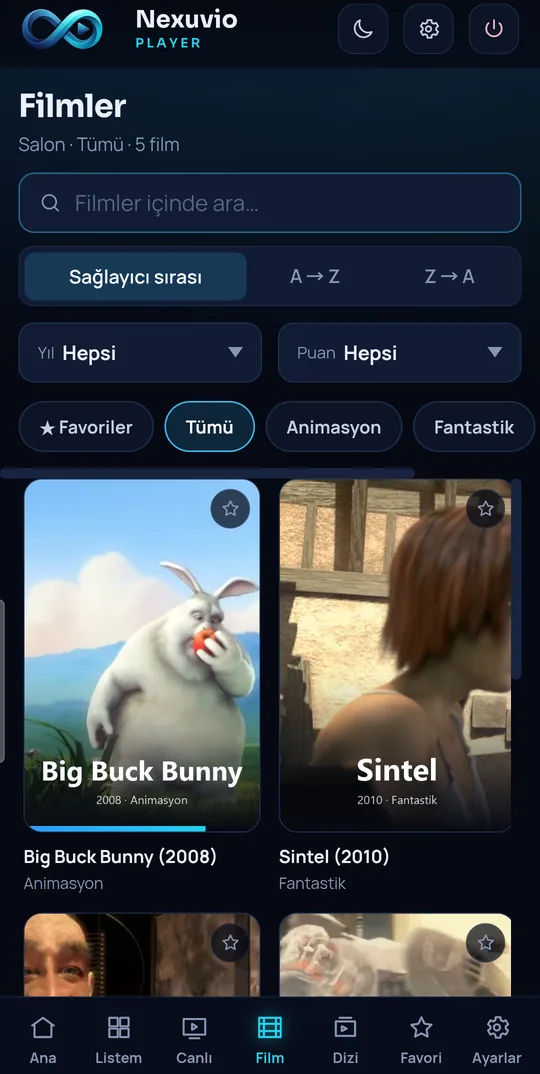 Filmler ekranı