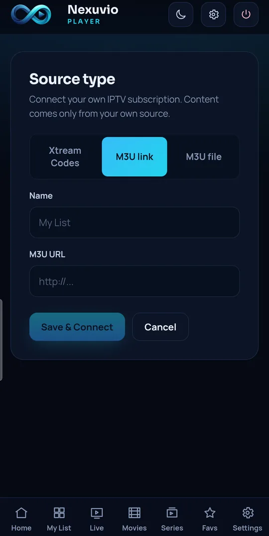 Add playlist screen