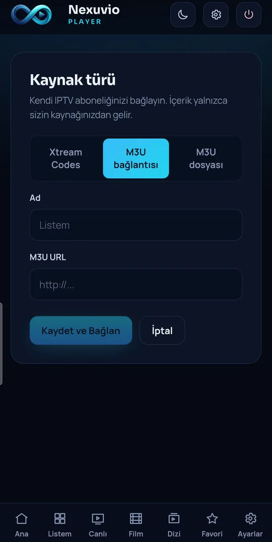 Liste ekleme ekranı